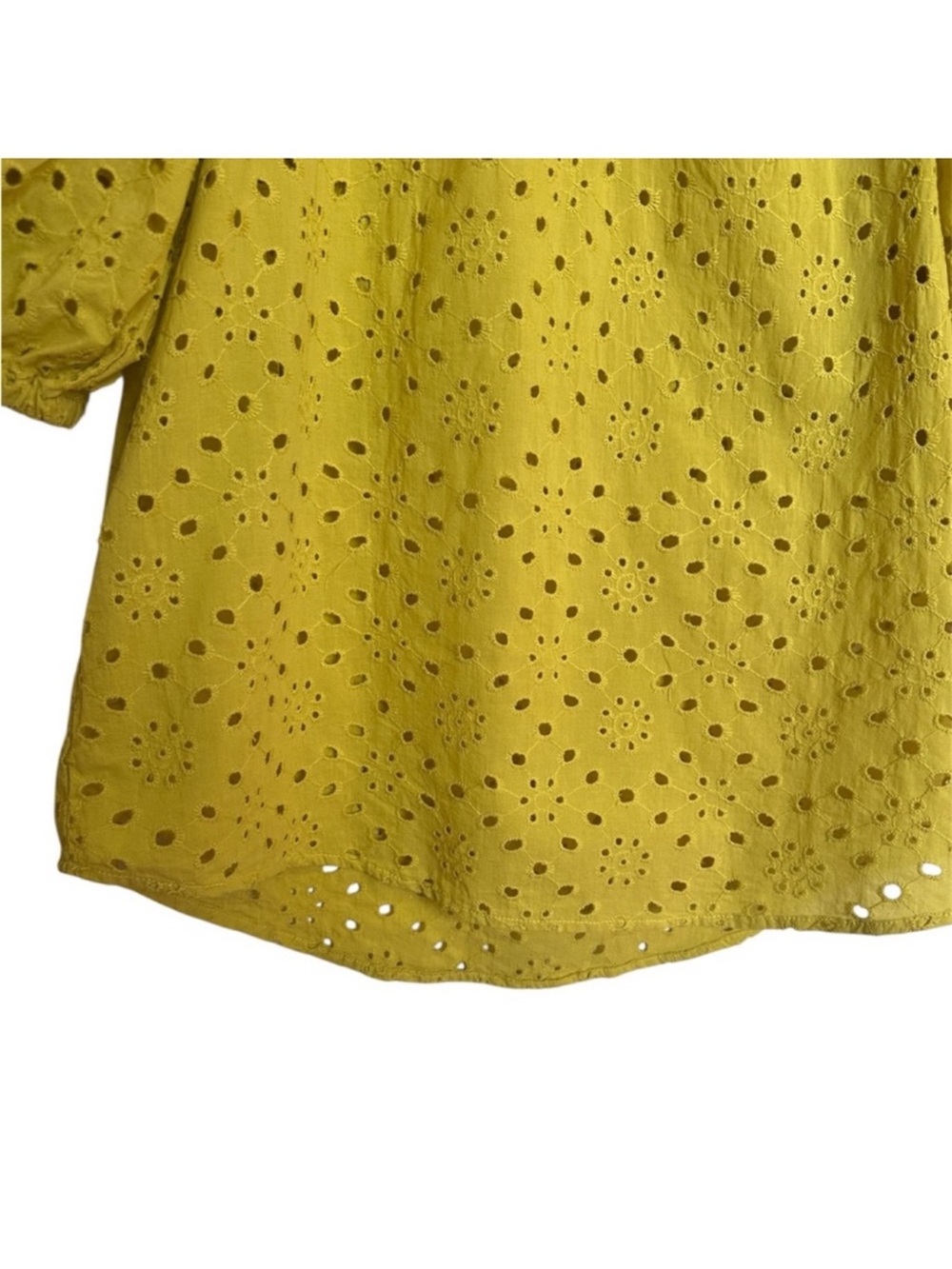 Adiva Eyelet Lace Yoke 100% Cotton Puff Sleeve Top - Picture 4 of 6